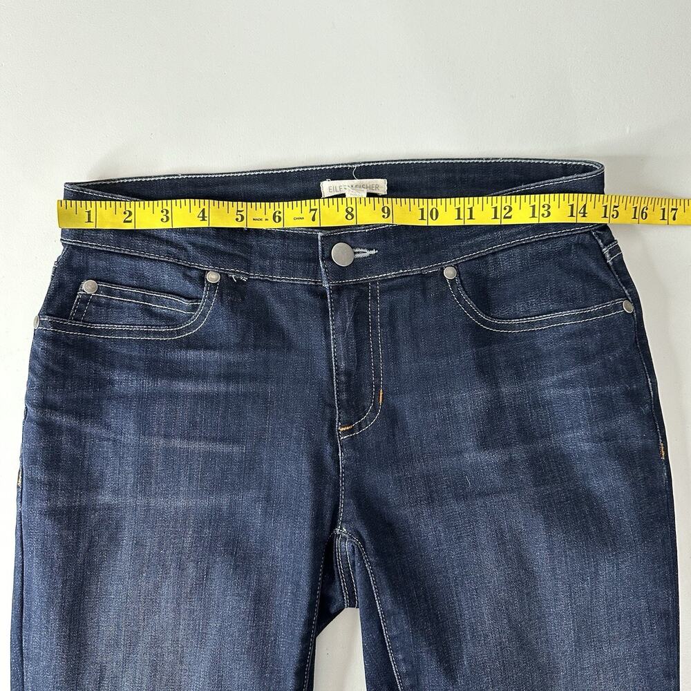Eileen Fisher Jeans Womens 2 Dark Wash Straight Stretch Frayed hem Midrise‎ - Picture 9 of 14